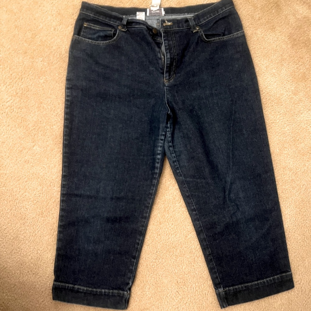 Jean Capri Jones Sport Size 16 Denim Cropped Jean Capri Pants Medium Dark
